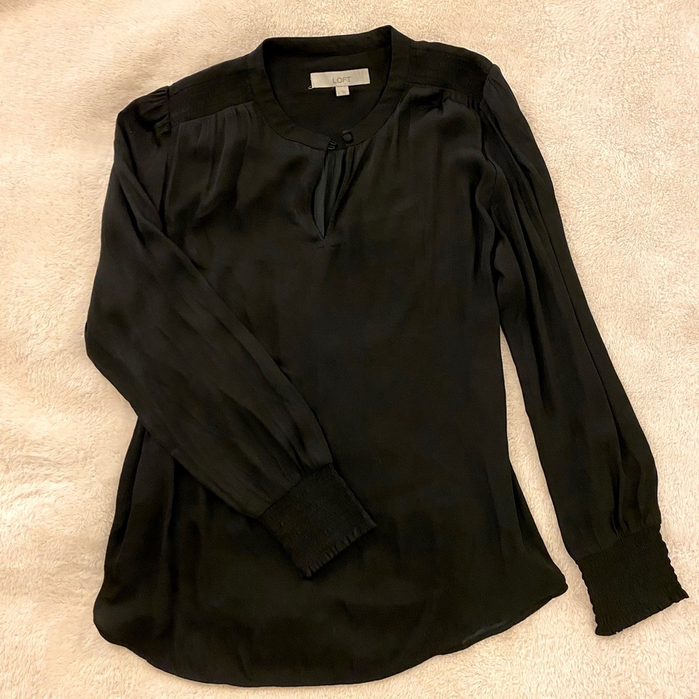 Ann Taylor LOFT - Black Silk Blouse (L)
